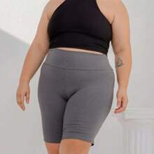 Kit 3 Bermuda Plus Size Women's Suplex Legging Cycling Shorts High Waist Butt Lift - 淺灰色 - 查看 9