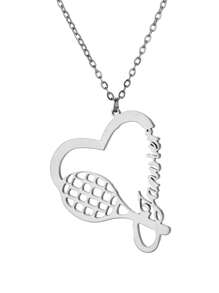 1 件定制签名名字网球项链，适合女士男士个性化名字网球拍心形吊坠项链运动队圣诞珠宝礼物