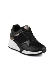 WEIDE Tenis Mujer - Zapatillas de Deporte para Mujeres - Zapatillas de Moda con Suela Alta, Comodidad y Estilo, Calzado Transpirable con Plantilla de Espuma, Perfectas para Actividades al Aire Uso Diario - Negro - Ver 5