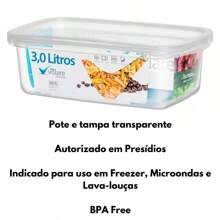 Kit 3 Rischioto Transparent Pot 3.0L Fitness Lunch Box Food Organizer Authorized In Prison - 無色 - 查看 3