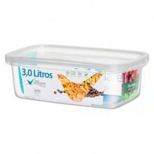 Kit 3 Rischioto Transparent Pot 3.0L Fitness Lunch Box Food Organizer Authorized In Prison - 無色 - 查看 2