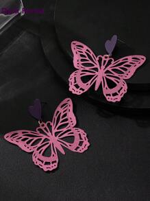 暗黑森林哥德風蝴蝶形金屬耳環，性感時尚女士珠寶飾品 - 黑色 - 查看 11