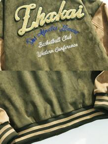 情侣休闲男士长袖飞行员夹克，春秋季 - 軍綠色 - 查看 4