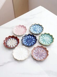 1 szt. Ceramiczna taca do przechowywania, Nordic Creative Reactive Glaze w stylu japońskim, wysokiej klasy, elegancka, gradientowa, płaska miska w kształcie kwiatu lotosu, odpowiednia do hoteli, sklepów jubilerskich, restauracji, biur, wystaw, kuchni, salonów, łazienek, wystroju wnętrz, biżuterii, akcesoriów do włosów, artykułów codziennego użytku, zapachów, mydła, powrotu do szkoły