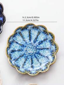 1 szt. Ceramiczna taca do przechowywania, Nordic Creative Reactive Glaze w stylu japońskim, wysokiej klasy, elegancka, gradientowa, płaska miska w kształcie kwiatu lotosu, odpowiednia do hoteli, sklepów jubilerskich, restauracji, biur, wystaw, kuchni, salonów, łazienek, wystroju wnętrz, biżuterii, akcesoriów do włosów, artykułów codziennego użytku, zapachów, mydła, powrotu do szkoły