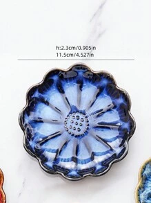 1 szt. Ceramiczna taca do przechowywania, Nordic Creative Reactive Glaze w stylu japońskim, wysokiej klasy, elegancka, gradientowa, płaska miska w kształcie kwiatu lotosu, odpowiednia do hoteli, sklepów jubilerskich, restauracji, biur, wystaw, kuchni, salonów, łazienek, wystroju wnętrz, biżuterii, akcesoriów do włosów, artykułów codziennego użytku, zapachów, mydła, powrotu do szkoły