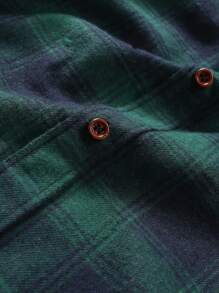 Men's Long Sleeve Casual Checked Button-Down Shirt - Green - View 4