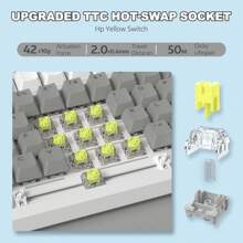 HOOPOND X Ajazz AK820 Mechanical Keyboard With CNC Knob Control,75% ANSI Layout,81Keys Gasket Mount Wired Gaming Keyboard,5 Sound Absorbing Foam,Hot-Swap Switches,White Backlit,For PC - 白/灰/黃開關 - 查看 9