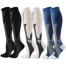 Kit 3 Sports Compression Socks Running Cycling Professional Football Functional Training Volleyball Football Skate Socks - Nhiều màu - Xem 1