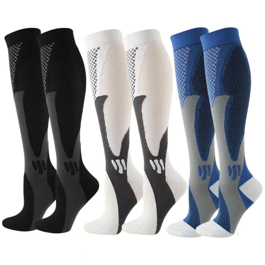 Kit 3 Sports Compression Socks Running Cycling Professional Football Functional Training Volleyball Football Skate Socks - Nhiều màu - Xem 1