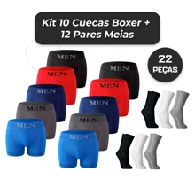 Kit 10 Microfiber Men's Briefs + 12 Pairs Of Men's Socks - Multicolor - View 1