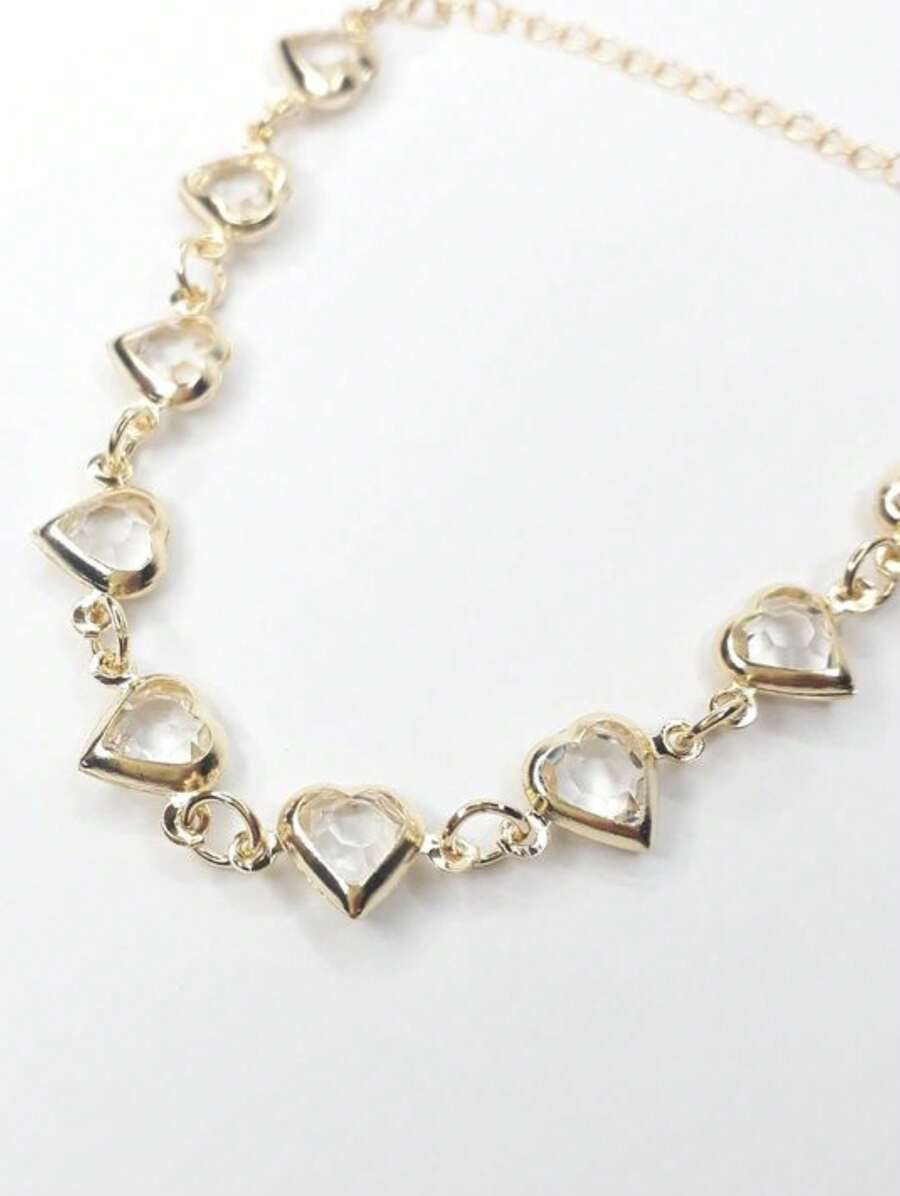 18k Gold Plated Gold Choker With Zirconia Hearts - 金色 - 查看 1