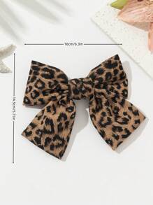 1pc Elegant & Cute Leopard Bow Hair Clip Hairpin - Multicolor - View 6