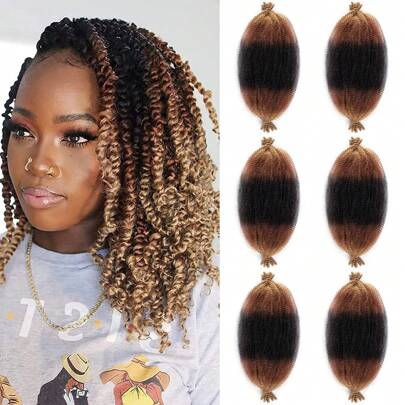 6 Packs African Kanekalon Braided Hair, Stretchy Braided Kanekalon Hair Pre-Fluffy Springy Braiding Hair Pre-Looped Hair Wrap Soft Locs Hair Extensions