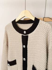 JIANHU 纯色口袋装饰休闲开衫 - 粉色 - 查看 3