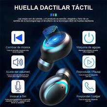 Auriculares inalámbricos intraaurales Bluetooth F9-5 TWS con control táctil, resistencia al agua IPX7, cancelación de ruido y pantalla digital con luz LED. - Negro - Ver 8