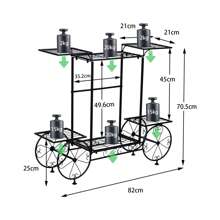 UNHO 6-Tier Metal Garden Cart Plant Stand Wrought Iron Plants Flower Pots Holder Display Shelf Rack Indoor Outdoor For Decorating House Patio Porch - 黑色 - 查看 2
