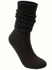 3 双纯色简约袜子，柔软舒适宽松中筒袜，女士长袜和连裤袜 - 彩色 - 查看 7