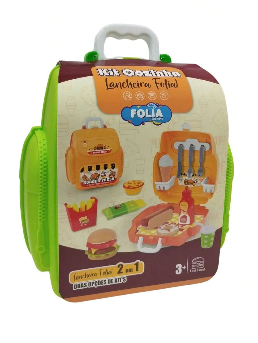 2 In 1 Interactive Assorted Fast Food Lunch Box Case For Kids With Handle - màu xanh lá - Xem 1
