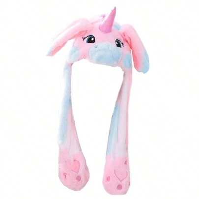 Conejito de felpa que se mueve/que salta, lindo sombrero unisex con orejeras y patas,  para adulto y ninos,múltiples colores de dibujos animados para su elección, talla única (este es un sombrero que se ilumina con LED)