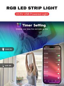 ONELEDWANGRX 1 个智能 APP 控制 LED 灯带，1m-15M/3.3ft-50ft 灯 USB 5v 供电柔性发光二极管，RGB 灯带用于电视背光，随音乐同步变色，用于电视电脑背光装饰灯卧室客厅派对氛围装饰 - 白色 - 查看 5