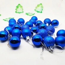 24pcs 1.18in/3cm & 2.36in/6cm Plastic Round Shiny Ornament Balls, Christmas Decorations For Home Use Best Gifts Birthday