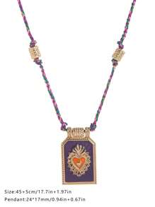 1 pièce Collier pendentif bohème chic avec charme en forme de cœur, corde colorée tressée à la main, parfait pour une tenue décontractée, les voyages, les sorties à la plage, cadeau de la Saint-Valentin, maman, mère, fête des mères