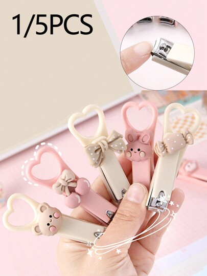 1/5 piezas Cortaúñas plegables a prueba de salpicaduras con diseños lindos de caramelos, animales pequeños, compactos y fáciles de transportar, ya sea en el trabajo, la escuela, de compras, en casa o de viaje, sin ocupar espacio. La boca de corte curvada se ajusta talla grande a las uñas y no daña las manos, lo que lo hace adecuado para regalar a familiares, amigos y novias. Pequeño regalo, pequeño recuerdo