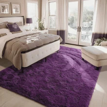 Alfombra Decorativa de Colores Lisos 150 x 200 Cm Sala De Estar Y Dormitorio - Morado Violeta - Ver 3