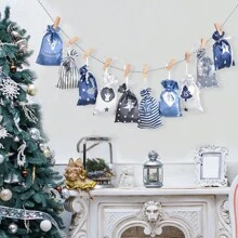 Christmas Advent Calendar 2025, 24 Days Burlap Hanging Advent Calendars Garland Gift Bags Sacks DIY Xmas Countdown Christmas Decorations For Wall Home Office Noel Birthday