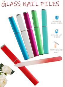 High Quality Crystal File Professional Grass Nail Polishing Files Set-Double Sides,Mini And Ergonomic Design For Easy Filing And Shaping-Includes Nail Block Buffer,Sanding Strip,And Rubbing Strip For Smooth Finish-Unscented And Portable In A Compact Case