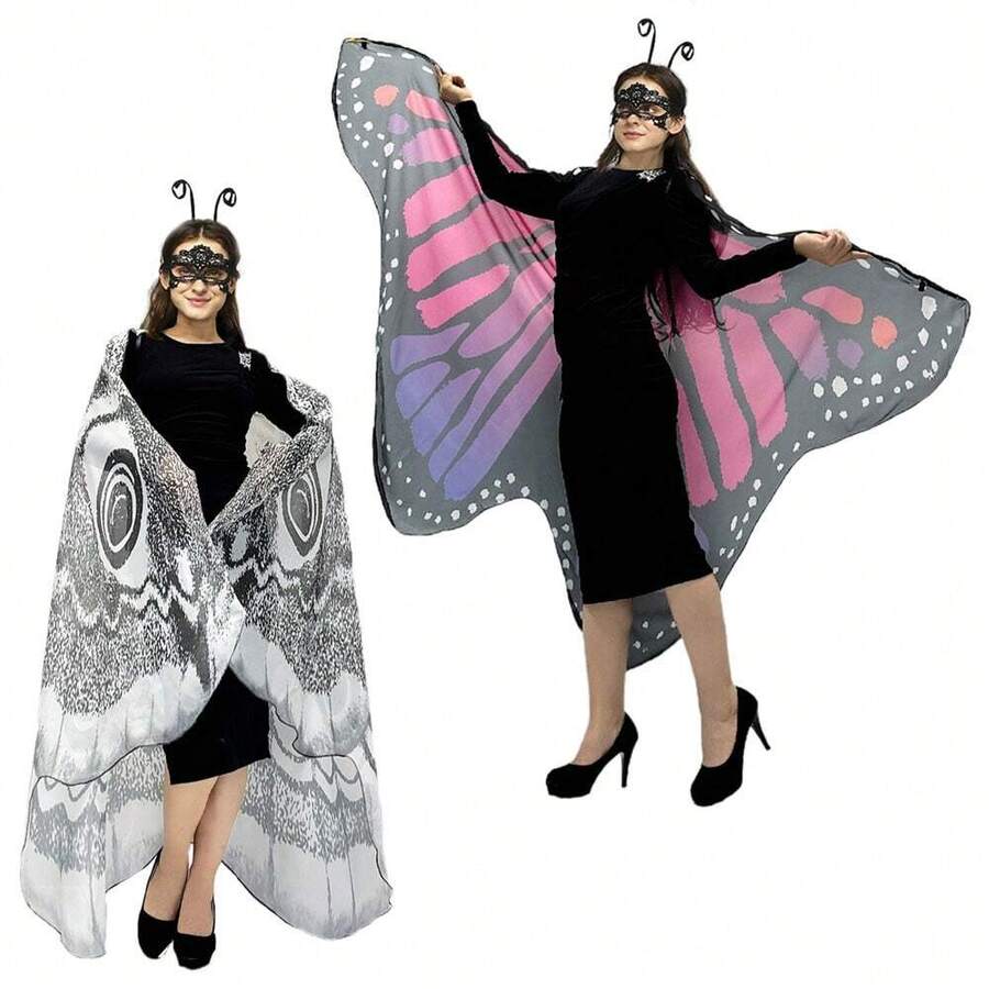 Halloween Adult Butterfly Cape Wings With Headband, Moth Wings, Moth