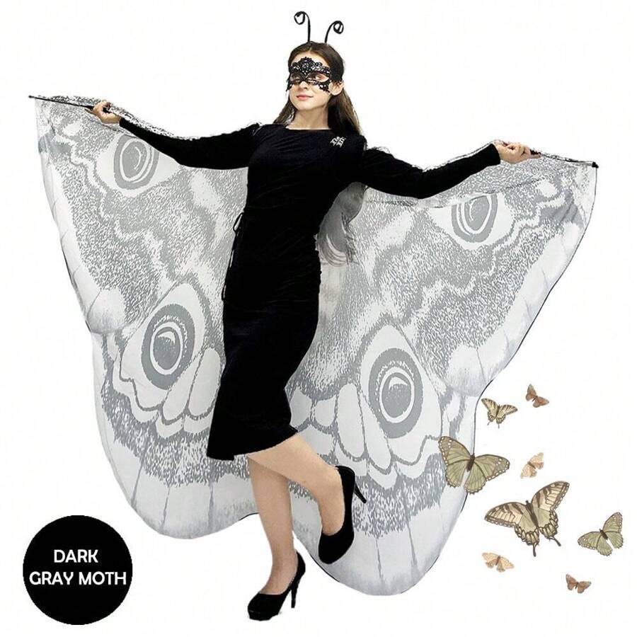 Halloween Adult Butterfly Cape Wings With Headband, Moth Wings, Moth