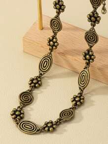 1 pieza Collar de cadena versátil, de moda y simple con diseño floral en espiral de estilo bohemio vintage para mujer