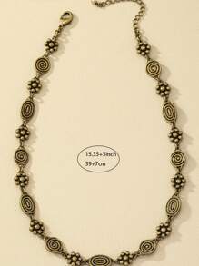 1 pieza Collar de cadena versátil, de moda y simple con diseño floral en espiral de estilo bohemio vintage para mujer