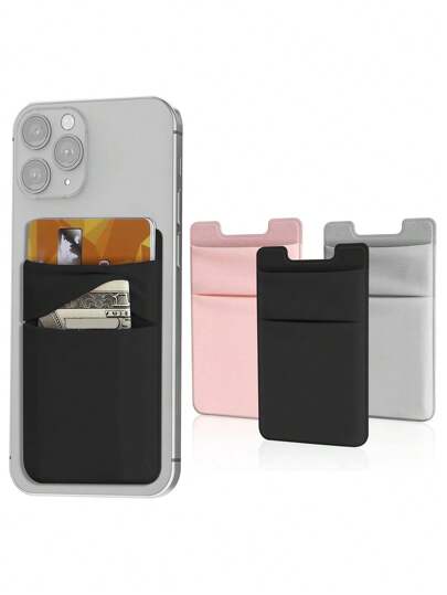 Mobile Phone Card Holder, Mobile Phone Case Back Sticker, Double Pocket Wallet, Elastic Lycra Card Holder, Suitable For Credit Cards, ID Card Stickers, Universal For All Mobile Phone Models For Check ID Business Card, Gifts For Mother, Family, Friends, Birthday, Holiday Card Cover