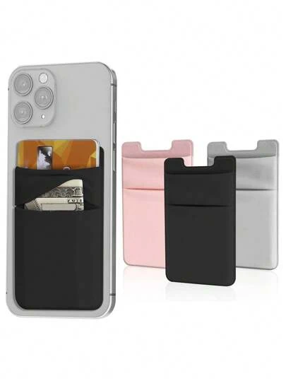 Mobile Phone Card Holder, Mobile Phone Case Back Sticker, Double Pocket Wallet, Elastic Lycra Card Holder, Suitable For Credit Cards, ID Card Stickers, Universal For All Mobile Phone Models For Check ID Business Card, Gifts For Mother, Family, Friends, Birthday, Holiday Card Cover