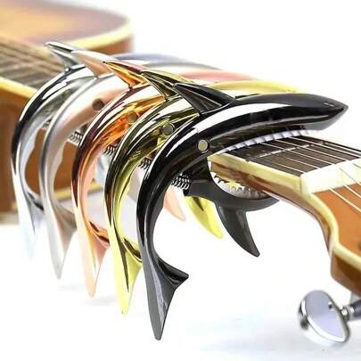 Shark Guitar Capo With Velvet Bag & Colorful Packaging Box - Quality Zinc Alloy, Buzz-Free Tuning For Acoustic, Electric, Ukulele & Bass - Ergonomic Grip, Universally Compatible Accessories Guitar Shark Capocapo,Guitar Capo,Guitar Accessories,Kalimba>Transparent,Dunlop Guitar Picks,Stratocaster,Guitar,Shark,Capo
