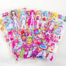 8 Packungen zufälliger Stil Cartoon Verkleidung Mädchen Sticker: Niedliche 3D PVC Sticker (Einmalgebrauch) zur Dekoration, geeignet für Kinder von 3-8 Jahren
