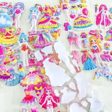 8 Packungen zufälliger Stil Cartoon Verkleidung Mädchen Sticker: Niedliche 3D PVC Sticker (Einmalgebrauch) zur Dekoration, geeignet für Kinder von 3-8 Jahren