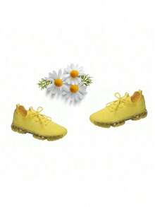 Women's Fashion Lace Up Bubble Sole Stretch Elastic Mesh Sneaker Shoes - Ôliu - Xem 5