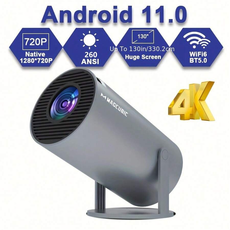 Magcubic Projector 4K Android 11 HY300 Pro Dual Wifi6 260ANSI Allwinner H713 BT5.0 1280*720P Cinema Outdoor Portable Projetor