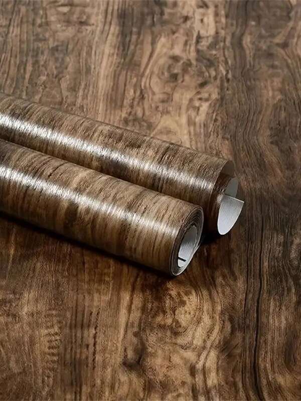 1 Roll Wood Grain Decor Contact Paper Self-Adhesive Waterproof Wallpapers For Old Furniture Cabinet Wooden Door Desktop Closet Kitchen Renovation Wall Sticker