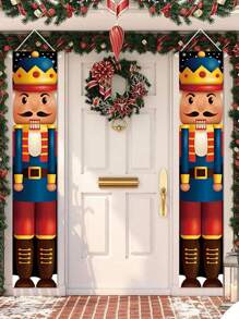 2pcs/Set New Merry Christmas Designs Door Curtains, Banner Couplets Perfect For Decorating Family Christmas Party, Christmas 2025 New Year Party Gift, Christmas Christmas Room Wall Background Decoration, Christmas