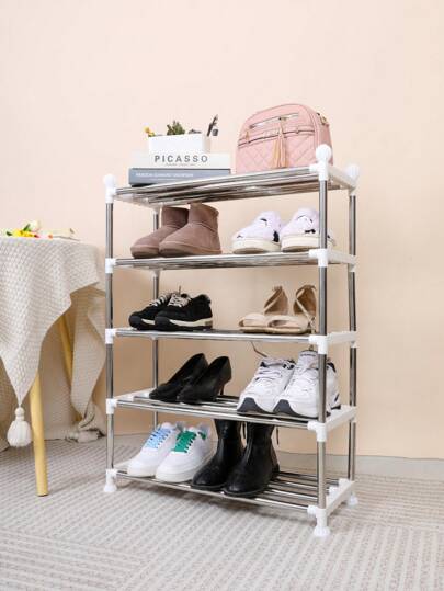 1 Stück Mehrstöckiges Schuhregal aus Edelstahl, Freistehend, Geeignet für Wohnzimmer, Dorm, Schlafzimmer, Apartment