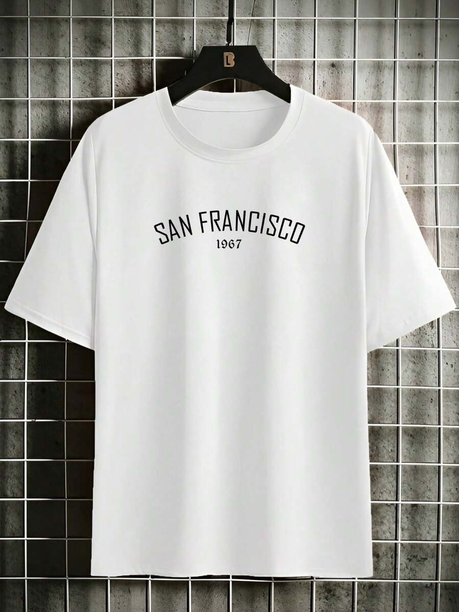San Francisco Cotton Printed T-Shirt For Men Unisex Promotion Shirt - 白色 - 查看 1
