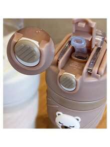 420ml Cute Stainless Steel Thermal Cup, Teddy Bear Carton - Coffee Tea Water Bottle - 304 Stainless Steel - TRẮNG - Xem 7