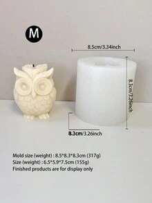 1 件立体可爱卡通猫头鹰香薰蜡烛制作模具手工制作 DIY 动物造型滴模可重复使用制作散装蜡烛粘土石膏家具摆件 - 白色 - 查看 8