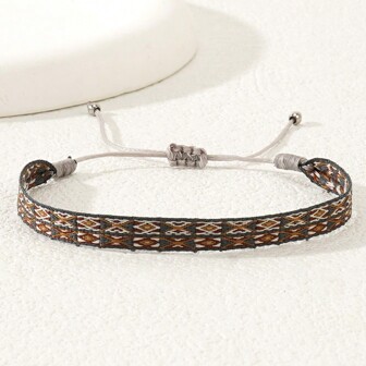 1pc Handmade Woven Geometric Pattern Female Daily Wear Bracelet
