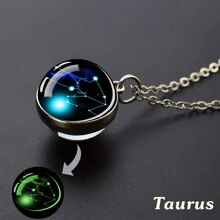 1PC Constellation Necklace Starry Sky Luminous Zodiac Glass Ball Pendant Necklace Christmas Gift Glow In The Dark - style - View 9